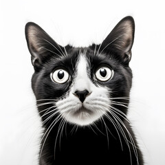 curious black and white cat