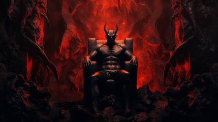 satan in hell - obrazy, fototapety, plakaty