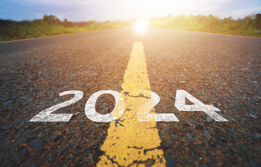 New 2024 Start Concept, Road to Success, Start Something New to Achieve True Goals, Health Care