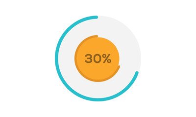 30% pie chart template, pie chart 30% vector, pie chart illustration