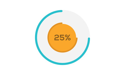 25% pie chart template, pie chart 25% vector, pie chart illustration