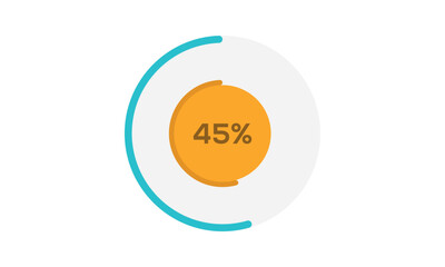 45% pie chart template, pie chart 45% vector, pie chart illustration