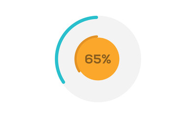 65% pie chart template, pie chart 65% vector, pie chart illustration