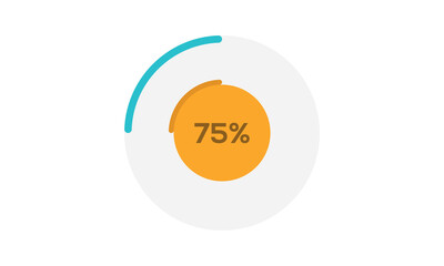 75% pie chart template, pie chart 75% vector, pie chart illustration