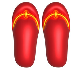 Red shoes 3D summer metallic illustration Png clipart Cut file with transparent background Shinny graphic element