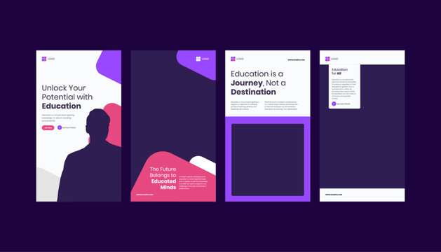 Captivating School Education Promotion Collection designed for vertical standee roll-up banners and social media story templates. This collection embodies the essence of education.