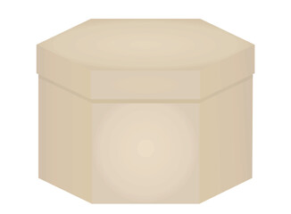 Brown hexagon present box. vector illustration
