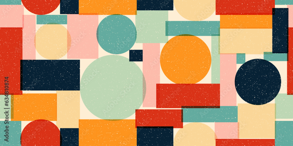 Wall mural seamless geometric pattern with risograph effect. trendy riso graph style. abstract background with 