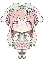 A delightful chibi depiction of a girl radiating sweetness and charm. This adorable artwork captures the essence of innocence and loveliness