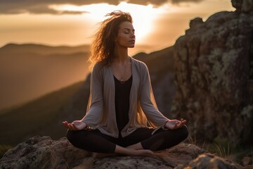 Fototapeta na wymiar Person meditating in yoga pose