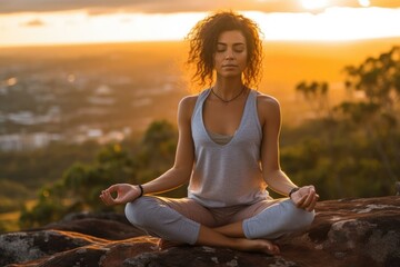 Fototapeta na wymiar Person meditating in yoga pose