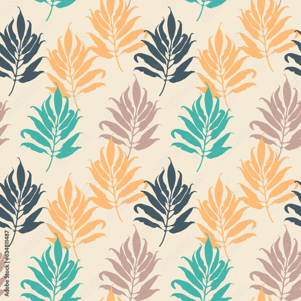 Poster leaf branches fall stylish seamless pattern
