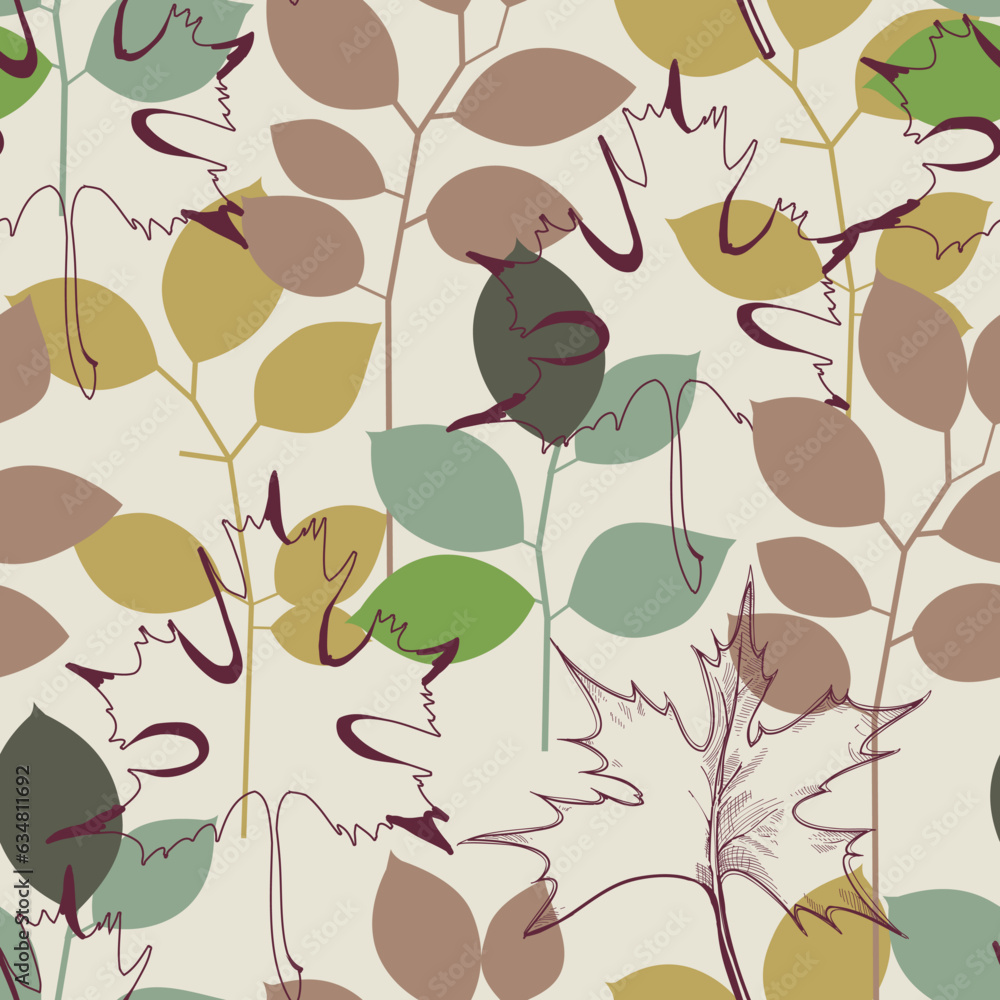 Poster maple fall leaf seamless pattern