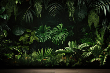 Tropical exotic leaves background. Natural template for product advertisement