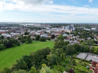 Basingstoke town Hampshire UK drone,aerial  low angle