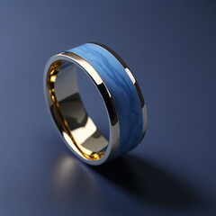 AI Generative illustration, ceramic ring, luxury colorful blue, purple gold metal ring