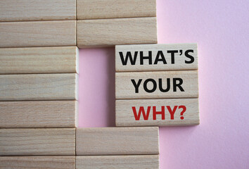 What is Your Why symbol. Concept words What is Your Why on wooden blocks. Beautiful pink...
