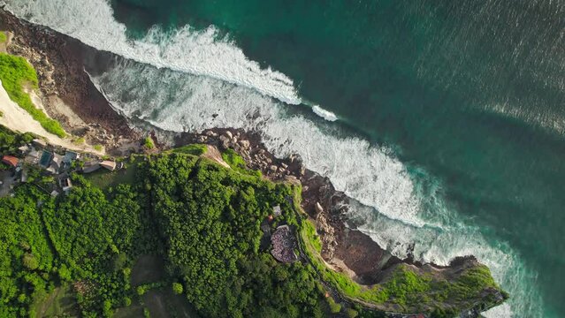 Bali cliffs at Uluwatu with huge oceanic crashing waves compilation. DJI Mavic drone beautiful aerial time lapse