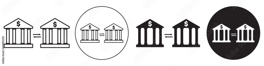 Poster bank transfer symbol icon. flat outlined logo sign of wire deposit or credit online digital mobile b