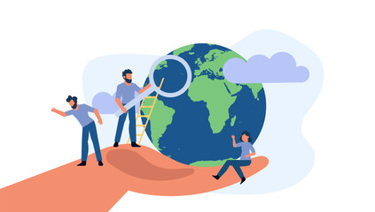 Hand save world Earth globe vector illustration 