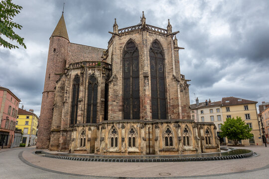 Beautiful old basilica named 'Basilica-Saint Maurice' in the French town of Epinal in the Vosges region