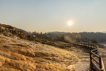 Footbridge at Mammoth Hot Springs in Yellowstone National Park
