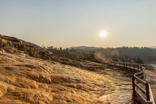 Footbridge at Mammoth Hot Springs in Yellowstone National Park © Picturellarious