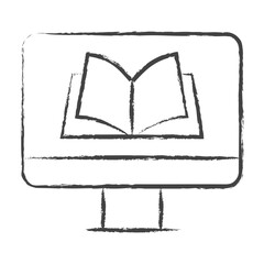 Hand drawn e-book monitor illustration icon