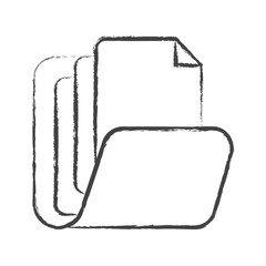Hand drawn Open Folder Files illustration icon