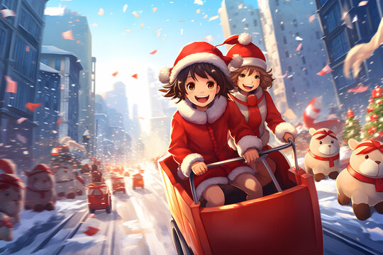 beautiful christmas anime style