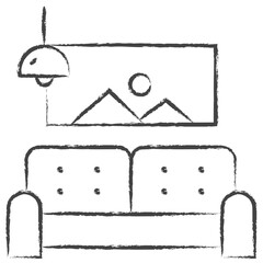 Hand drawn Living room illustration icon