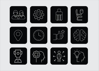 Creative business solutions related icon set. generic icon set, signs, symbols stroke.
