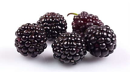 Succulent Blackberries Showcased in Macro Still Life isolated on a white background