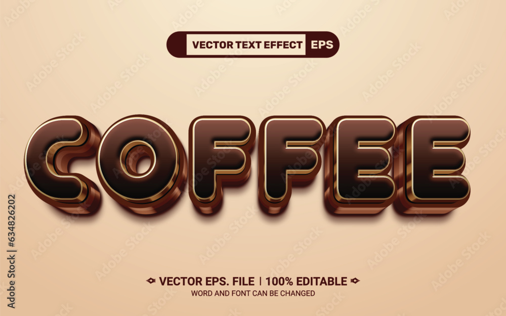 Poster coffee editable 3d custom vector text effect