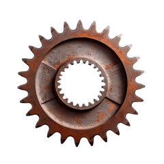 a Rusty Gear in a mechanical-themed, illustration in a PNG, cutout, and isolated. generative ai