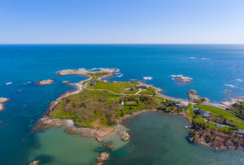 Aerial view of historic mansions at Ocean Drive Historic District near Goose Neck in city of...