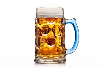 Oktoberfest beer mug with bavarian flag isolated on white background | Generative AI