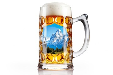Oktoberfest beer mug with bavarian flag isolated on white background | Generative AI