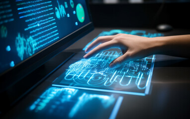 A computer identifies and measures the fingerprint on the digital surface