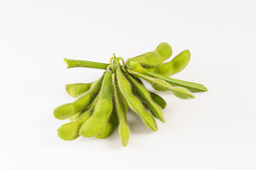 Fresh soybeans on a pure white background