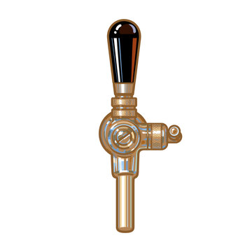 Beer tap front view. Hand drawn vector illustration isolated on white background.