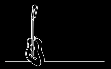 continuous line drawing vector illustration with FULLY EDITABLE STROKE of guitar as concept of guitarist music