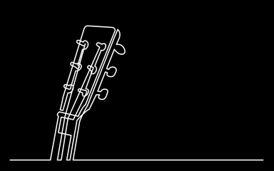 continuous line drawing vector illustration with FULLY EDITABLE STROKE of guitar as concept of guitarist music