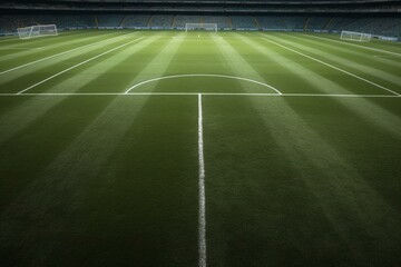 Fototapeta na wymiar Football pitch for matches at a stadium. Generative AI