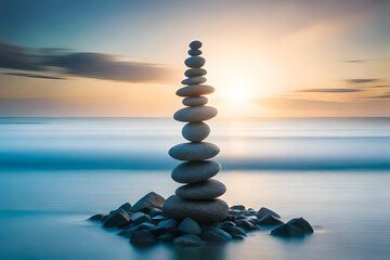 stack of stones on the beach