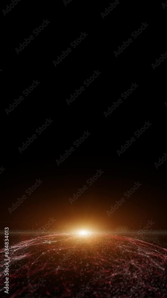 Aufkleber red cyberspace network sphere with spot light loop motion on clean black vertical background.