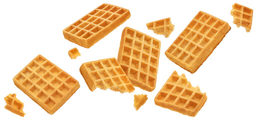 Belgian waffles isolated on white background, full depth of field