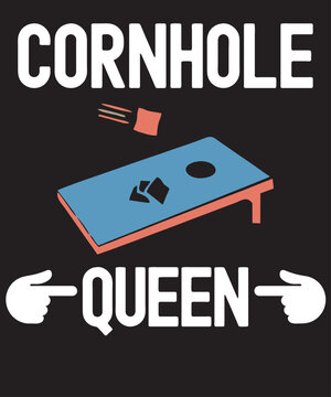 Cornhole vintage graphic, cornhole board and bean bags with funny saying Cornhole Queen