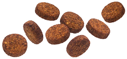 Vegetarian lentils burgers, healthy vegetable cutlets isolated on white background