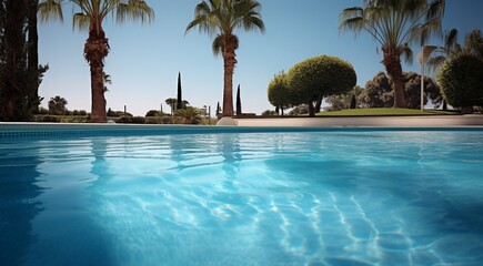 Fototapeta na wymiar modern designed swimming pool, coral blue water in the pool